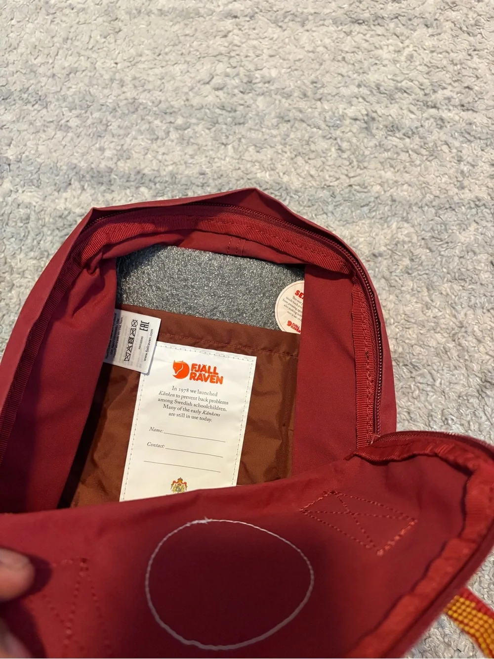 NWT Fjallraven Kanken Mini Backpack Ox Red Goose Eye Pattern 23561 7L